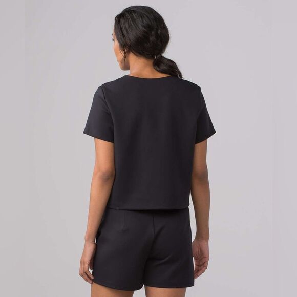 Lululemon Shaped Short Sleeve Solid Black Size 4 - Picture 4 of 7
